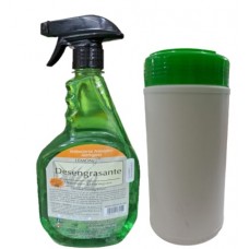 BOTES CON TOALLAS HUMEDAS Y DESENGRASANTE 850 ML 